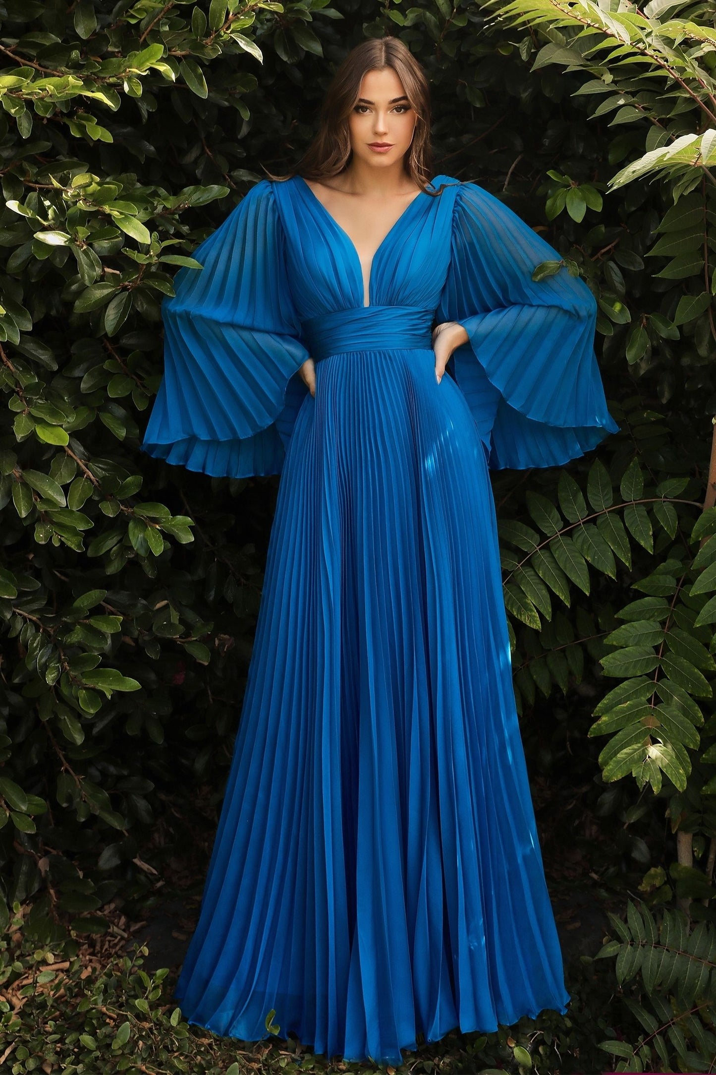 Formal Dress - Teal Pleated Chiffon